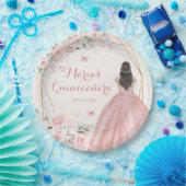 赤面ピンクジオメトリックフローラプリンセス15アニョス ペーパープレート (パーティー)