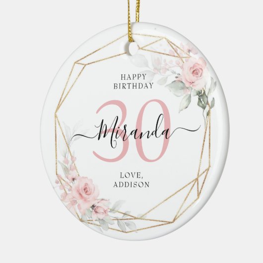 赤面ピンクジオメトリックフローラ30周年 セラミックオーナメント (左)