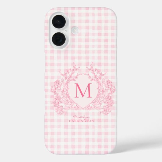 赤面ピンクジンガムフローラクレストモノグラム Case-Mate iPhoneケース (裏面)
