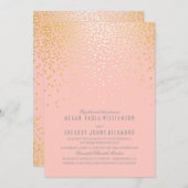 赤面ピンクスと金ゴールド紙吹雪ヴィンテージウェディング 招待状 (正面/裏面)