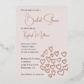 赤面ピンクスイーツハートブライダルシャワー 箔招待状 (正面)