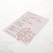 赤面ピンクスイーツハートブライダルシャワー 箔招待状 (回転した状態)