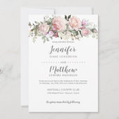 赤面ピンクスウィートアートバラブーケ結婚ス 招待状 (正面)