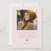 赤面ピンクスクライゴスウェーブライン卒業ありがとう 案内状 (裏面)