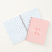 赤面ピンクスクリプガーリートシック・モノグラム名 ノートブック (内部)