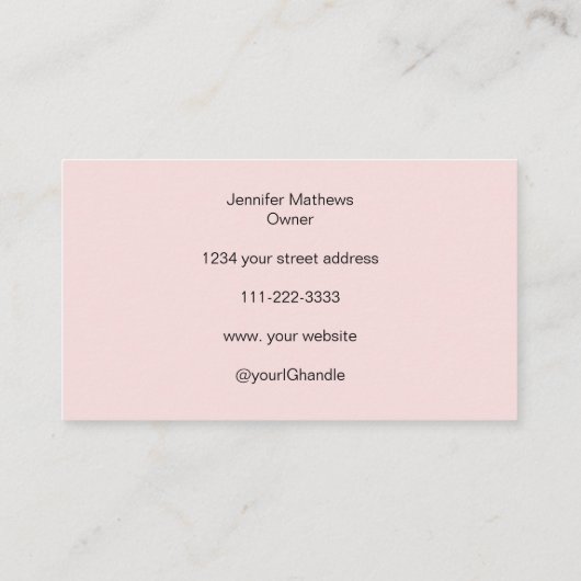 赤面ピンクスクリプトフォトメイクアップ 名刺 (裏面)