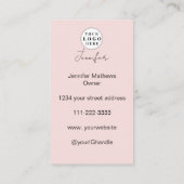 赤面ピンクスクリプトロゴQRコードフォトメイクアップ 名刺 (裏面)