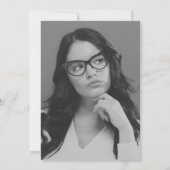 赤面ピンクスクリプト写真卒業パーティー 招待状 (裏面)