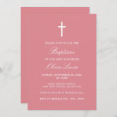 赤面ピンクスタイリッシュク伝統的バプテスマ招待状 招待状 (正面/裏面)