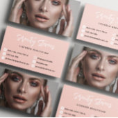 赤面ピンクスタイリッシュビューティシアンソーシャルメディア写真 名刺