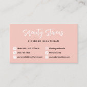 赤面ピンクスタイリッシュビューティシアンソーシャルメディア写真 名刺 (正面)
