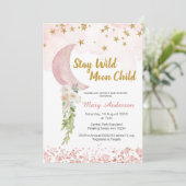 赤面ピンクスターとムーンベイビーシャワー 招待状 (スタンド正面)