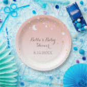 赤面ピンクスターズムーンベビーシャワー ペーパープレート (パーティー)