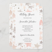 赤面ピンクスターズ赤ちゃんシャワー 招待状 (正面/裏面)