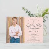 赤面ピンクスターダスト最初の聖体拝領写真 招待状 (スタンド正面)