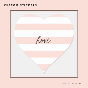 赤面ピンクストライプハートシール ハートシール