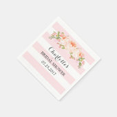 赤面ピンクストライプフローラブライダルシャワーナプキン スタンダードカクテルナプキン (角)