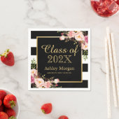 赤面ピンクストライプフローラ2025年卒業 スタンダードカクテルナプキン (インサイチュ)