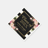 赤面ピンクストライプフローラ2025年卒業 スタンダードカクテルナプキン (角)