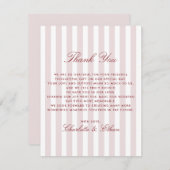 赤面ピンクストライプ縦モダン結婚型感謝していY 招待状 (正面/裏面)