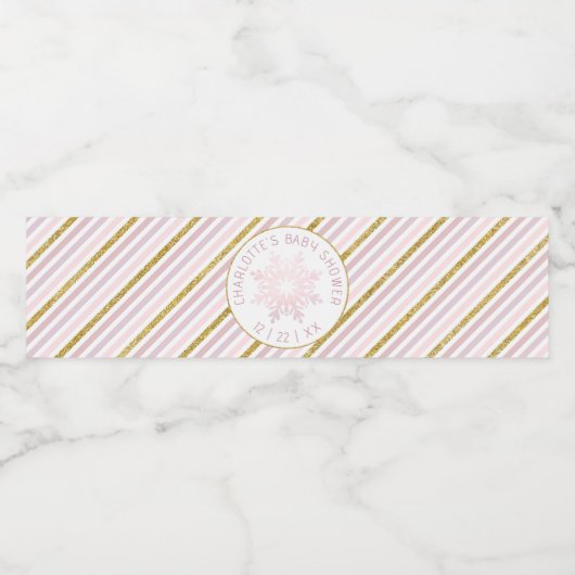 赤面ピンクスノーフレーク冬のウォーターボトルラベル ペットボトルラベル (シングルラベル)