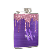 赤面ピンクスパルクルグリッタードリプスモノグラムパープル フラスク (右)