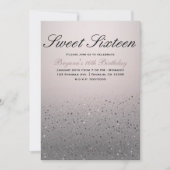 赤面ピンクスパークリーグリッタースウィート16バースデーパーティー 招待状 (正面)