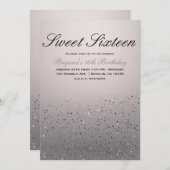 赤面ピンクスパークリーグリッタースウィート16バースデーパーティー 招待状 (正面/裏面)