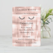 赤面ピンクスパークルグリズジーブラックグリッターまつ毛 招待状 (スタンド正面)