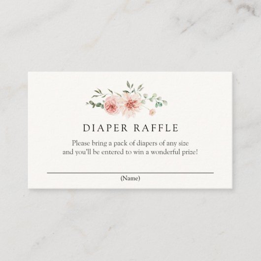 赤面ピンクス花模様と緑おむつラッフル エンクロージャーカード (正面)