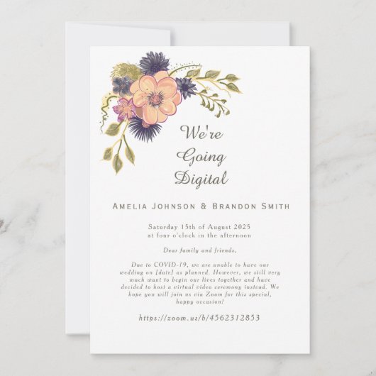 赤面ピンクズーム結婚式招待状 招待状 (正面)