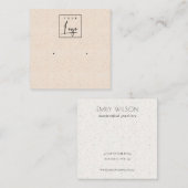 赤面ピンクセラミックテクスチャスタッドイヤリングディスプレイ スクエア名刺 (正面/裏面)