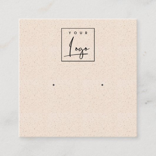 赤面ピンクセラミックテクスチャスタッドイヤリングディスプレイ スクエア名刺 (正面)