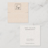 赤面ピンクセラミックテクスチャネックレスバンドディスプレイ スクエア名刺 (正面/裏面)