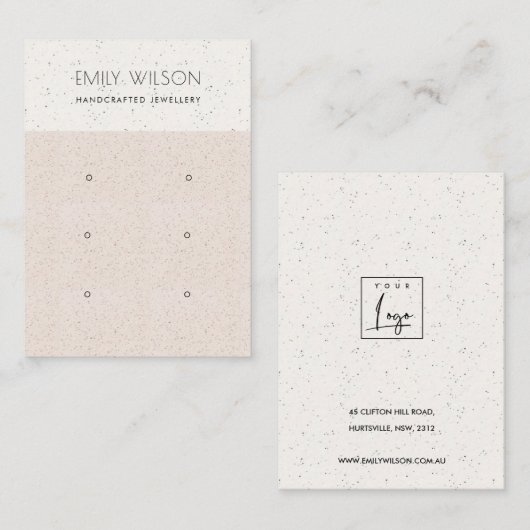 赤面ピンクセラミックテクスチャ3イヤリングディスプレイロゴ 名刺 (正面/裏面)