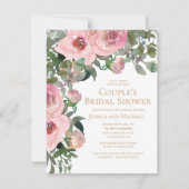 赤面ピンクセージグリーンカップルブライダルシャワー 招待状 (正面)
