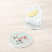 赤面ピンクセージグリーンクリスマスディアー コースター (側面)