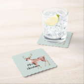 赤面ピンクセージグリーンクリスマスディアー ペーパーコースター (インサイチュ)