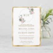 赤面ピンクセージグリーンフローラオールインワン結婚ズ 招待状 (スタンド正面)