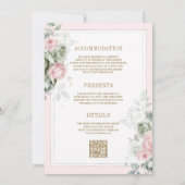 赤面ピンクセージグリーンフローラオールインワン結婚ズ 招待状 (裏面)