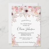 赤面ピンクセージグリーンフローラガーデンブライダルシャワー 招待状 (正面)