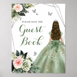 赤面ピンクセージグリーンフローラ15アイノスゲストブック ポスター