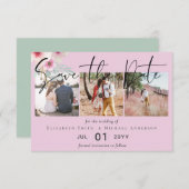 赤面ピンクセージフローラ結婚式の日付を保存 (正面/裏面)