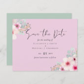 赤面ピンクセージフローラ結婚式の日付を保存 (正面/裏面)