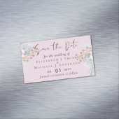 赤面ピンクセージフローラ結婚式の日付を保存 マグネット名刺 (インサイチュ)