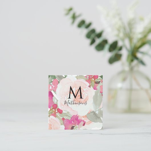 赤面ピンクセージ水の色のフローラ エンクロージャーカード (スタンド正面)