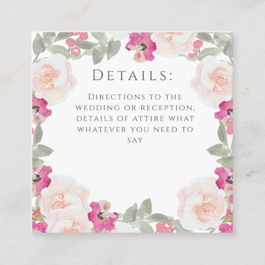 赤面ピンクセージ水の色のフローラ エンクロージャーカード (裏面)