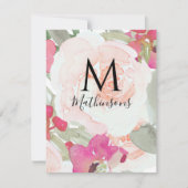 赤面ピンクセージ水の色のフローラ 出欠カード (正面)