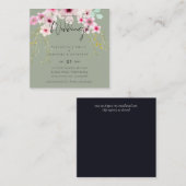 赤面ピンクセージ結婚フローラのスクリプト予算 スクエア名刺 (正面/裏面)