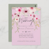 赤面ピンクセージ結婚フローラのスクリプト予算 ポストカード (正面/裏面)